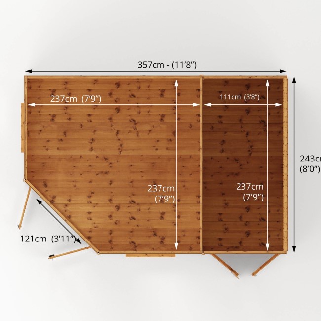 Mercia -  8 x 12 Corner Summerhosue with Side Shed