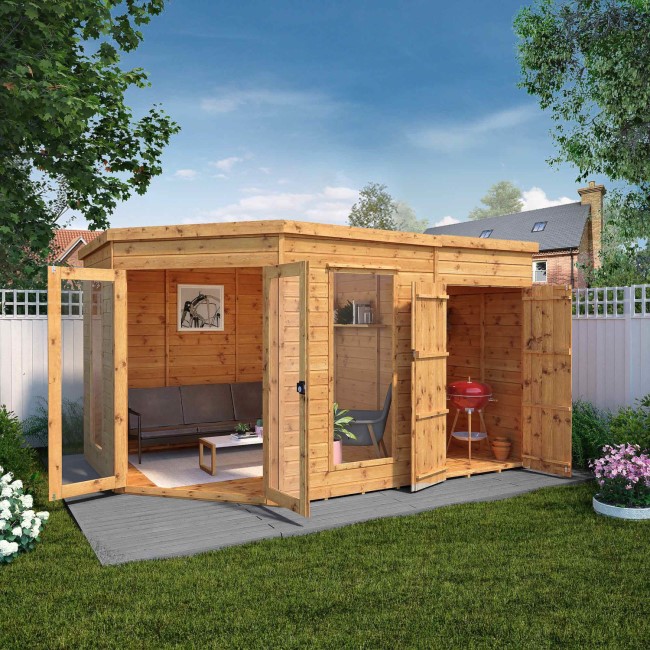 Mercia -  8 x 12 Corner Summerhosue with Side Shed