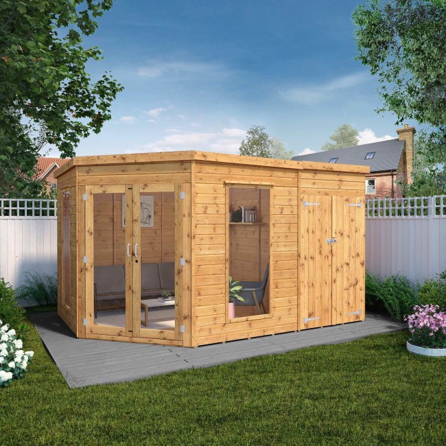 Mercia -  8 x 12 Corner Summerhosue with Side Shed