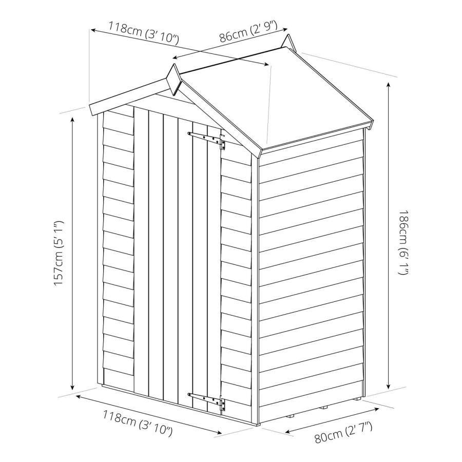 Mercia 3 x 4 Overlap Apex Windowless Shed