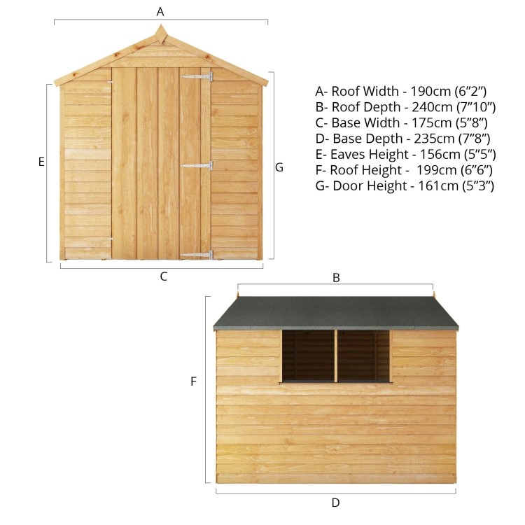 Mercia 8 x 6 Overlap Apex Single Door Shed