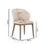 Beige Real Leather Dining Chair with Walnut Legs - Eren