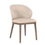 Beige Real Leather Dining Chair with Walnut Legs - Eren
