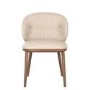 Beige Real Leather Dining Chair with Walnut Legs - Eren