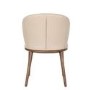 Beige Real Leather Dining Chair with Walnut Legs - Eren