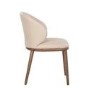 Beige Real Leather Dining Chair with Walnut Legs - Eren