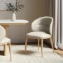 Cream Real Leather Dining Chair with Oak Legs - Eren