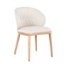 Cream Real Leather Dining Chair with Oak Legs - Eren