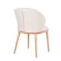 Cream Real Leather Dining Chair with Oak Legs - Eren