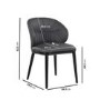 Set of 6 Charcoal Real Leather Dining Chairs with Black Legs - Eren