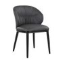 Set of 6 Charcoal Real Leather Dining Chairs with Black Legs - Eren
