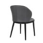 Set of 6 Charcoal Real Leather Dining Chairs with Black Legs - Eren