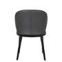 Set of 6 Charcoal Real Leather Dining Chairs with Black Legs - Eren