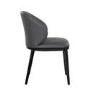 Charcoal Real Leather Dining Chair with Black Legs - Eren