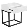Black and White Gloss Patterned Bedside Table with Drawer - Erin