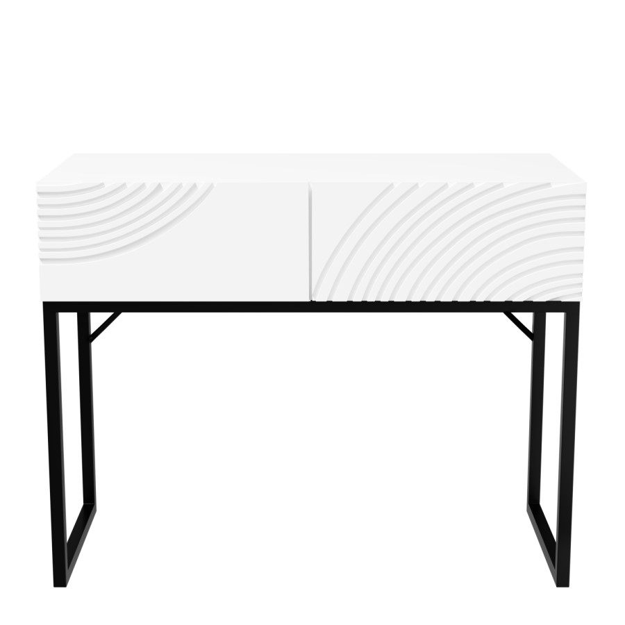 GRADE A1 - Black and White Gloss Patterned Dressing Table with Drawers - Erin