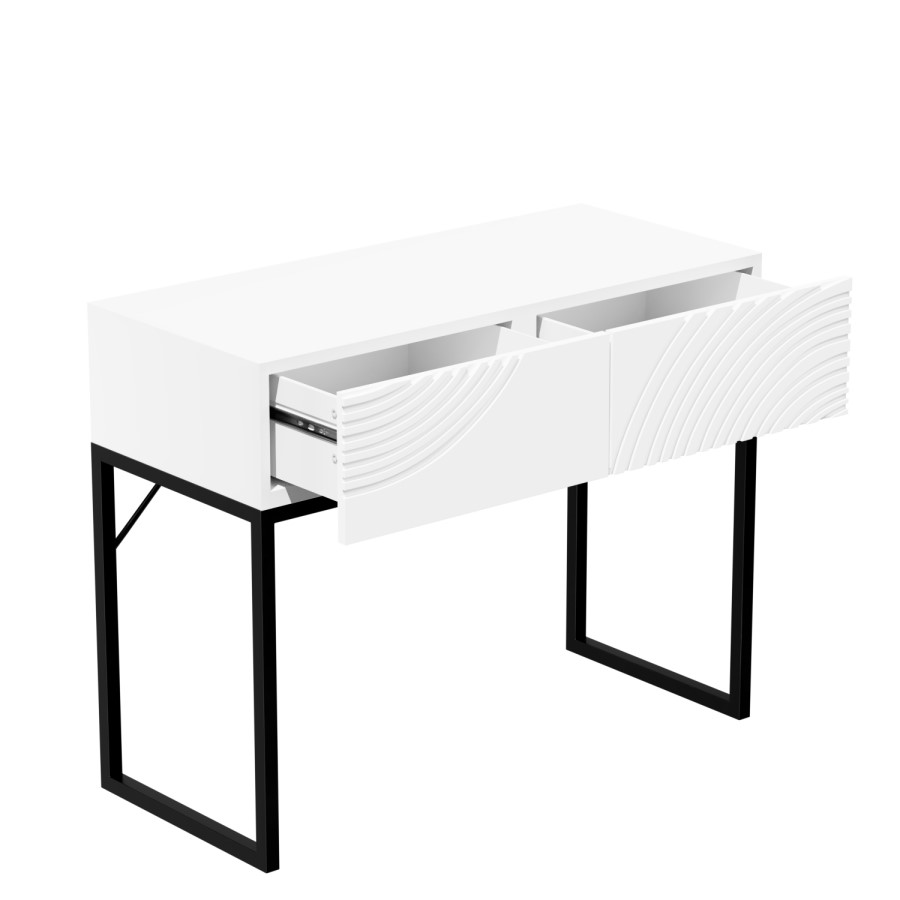 GRADE A1 - Black and White Gloss Patterned Dressing Table with Drawers - Erin