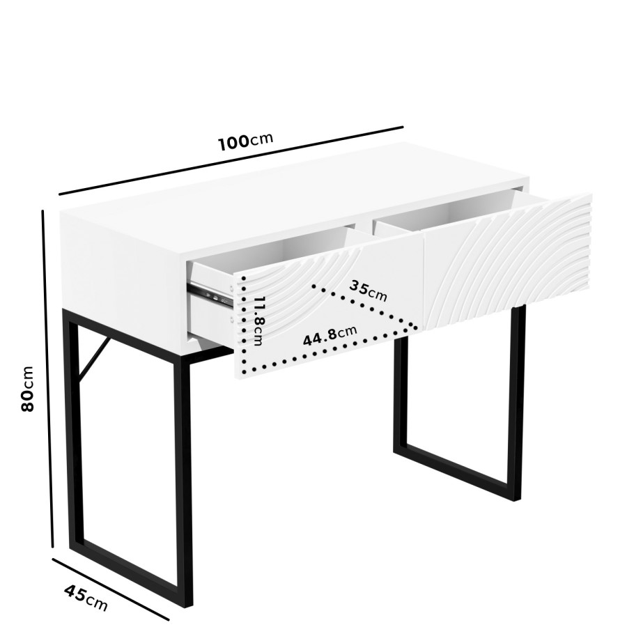 GRADE A1 - Black and White Gloss Patterned Dressing Table with Drawers - Erin