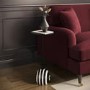 Small Round Black and White Stripe Ball Side Table - Elsa