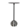 Small Round Black and White Stripe Ball Side Table - Elsa