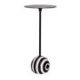 Small Round Black and White Stripe Ball Side Table - Elsa