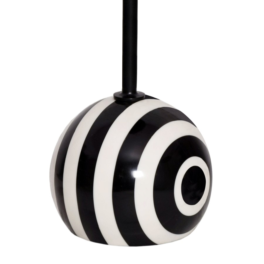 Small Round Black and White Stripe Ball Side Table - Elsa