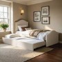 Cream Upholstered Single Guest Bed with Trundle - Elsie