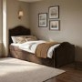 Brown Upholstered Single Guest Bed with Trundle and 1 Mattress - Elsie