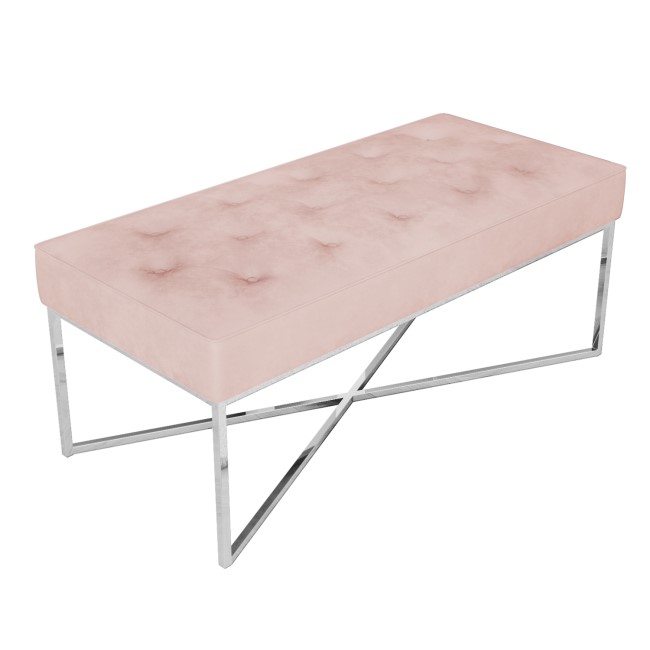 Pink Velvet End of Bed Bench - Esme