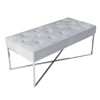 GRADE A1 - Esme Quilted Velvet Bench in Silver Grey with Criss-cross Silver Legs