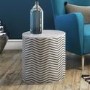 GRADE A1 - Estelle Chevron Side Table in Grey & White Cylinder Shape - EXCLUSIVE