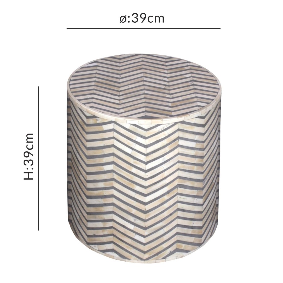 Estelle Footstool  in Grey & White Cylinder Shape 