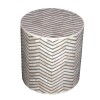 Estelle Footstool  in Grey &amp; White Cylinder Shape 