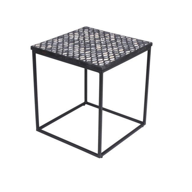 GRADE A1 - Black & Blue Tiled Side Table