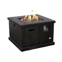 Square Gas Terrafab Fire Pit Table in Black - with Lava Stones Square Gas Terrafab Fire Pit Table in Black - with Lava Stones