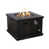 Square Gas Terrafab Fire Pit Table in Black - with Lava Stones