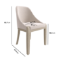 ONLY OPENED - Beige Textured Upholstered Curved Dining Chair with Wooden Legs - Etta