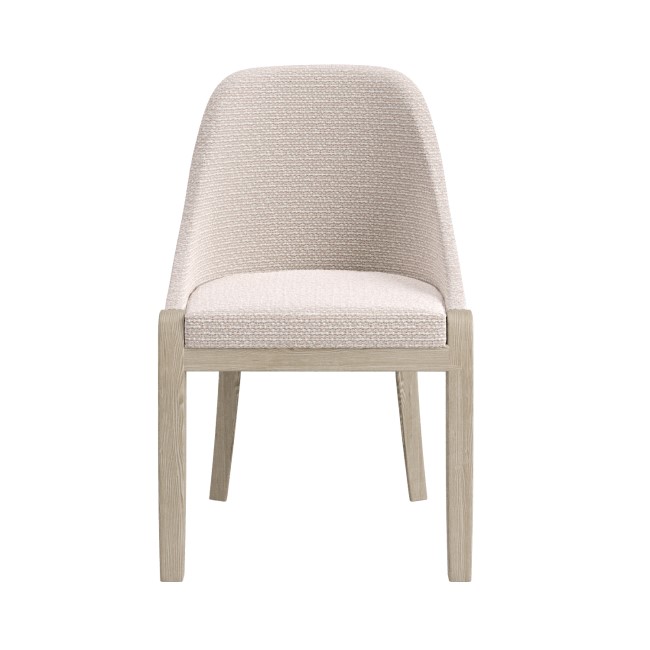 ALMOST PERFECT - Beige Textured Upholstered Curved Dining Chair with Wooden Legs - Etta