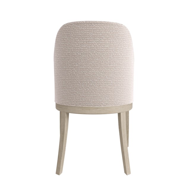 ALMOST PERFECT - Beige Textured Upholstered Curved Dining Chair with Wooden Legs - Etta