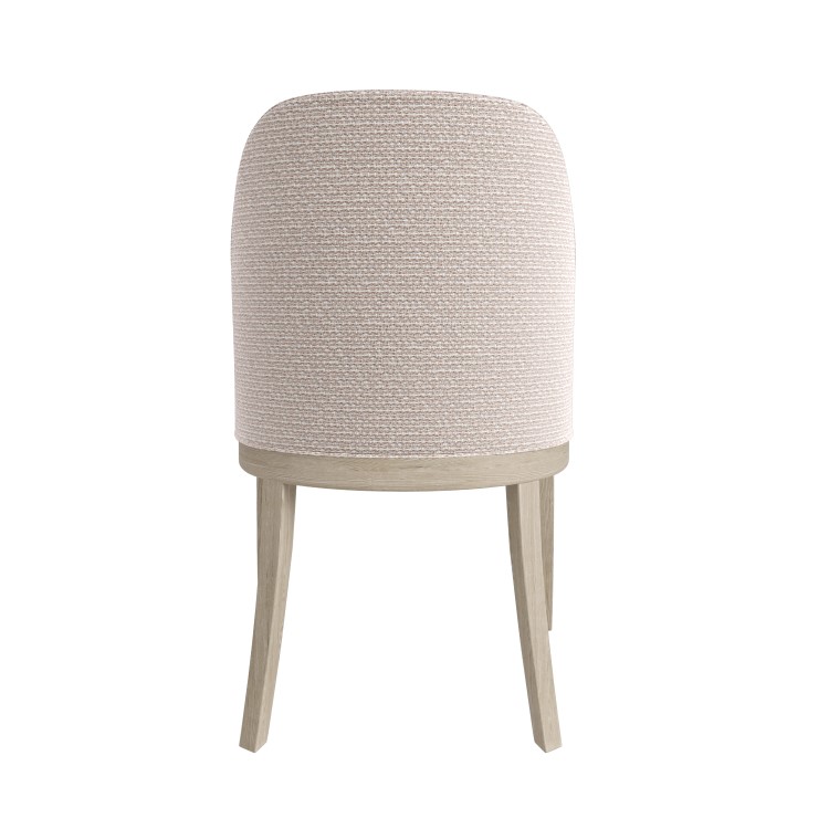 Beige Textured Upholstered Curved Dining Chair with Wooden Legs - Etta