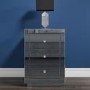 GRADE A2 - Eva Grey Mirrored 3 Drawer Bedside Table with Crystal Effect Handles