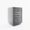 Grey Mirrored 3 Drawer Bedside Table - Eva