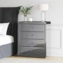 Grey Mirrored Chest of 4 Drawers - Eva