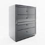 Grey Mirrored Chest of 4 Drawers - Eva