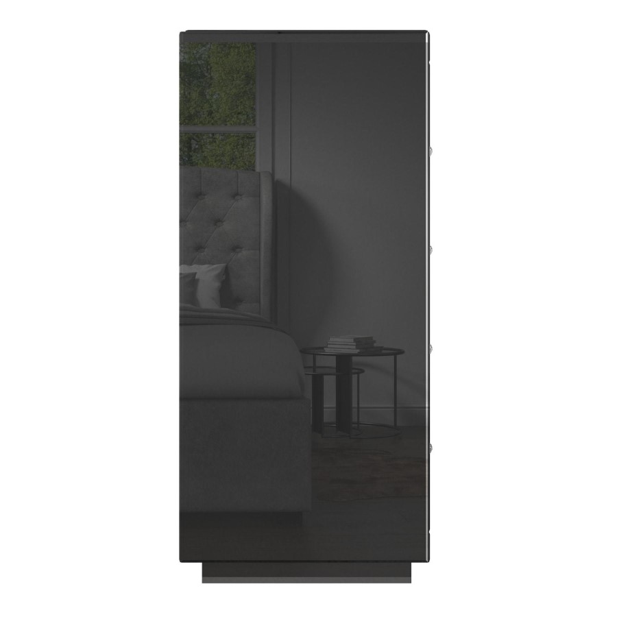 GRADE A1 - Eva Grey Mirrored 4 Drawer Chest of Drawers with Crystal Effect Handles