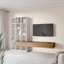 A1/EVE001 ONLY OPENED - Everett Dark Oak TV Wall Unit with White High Gloss Shelves