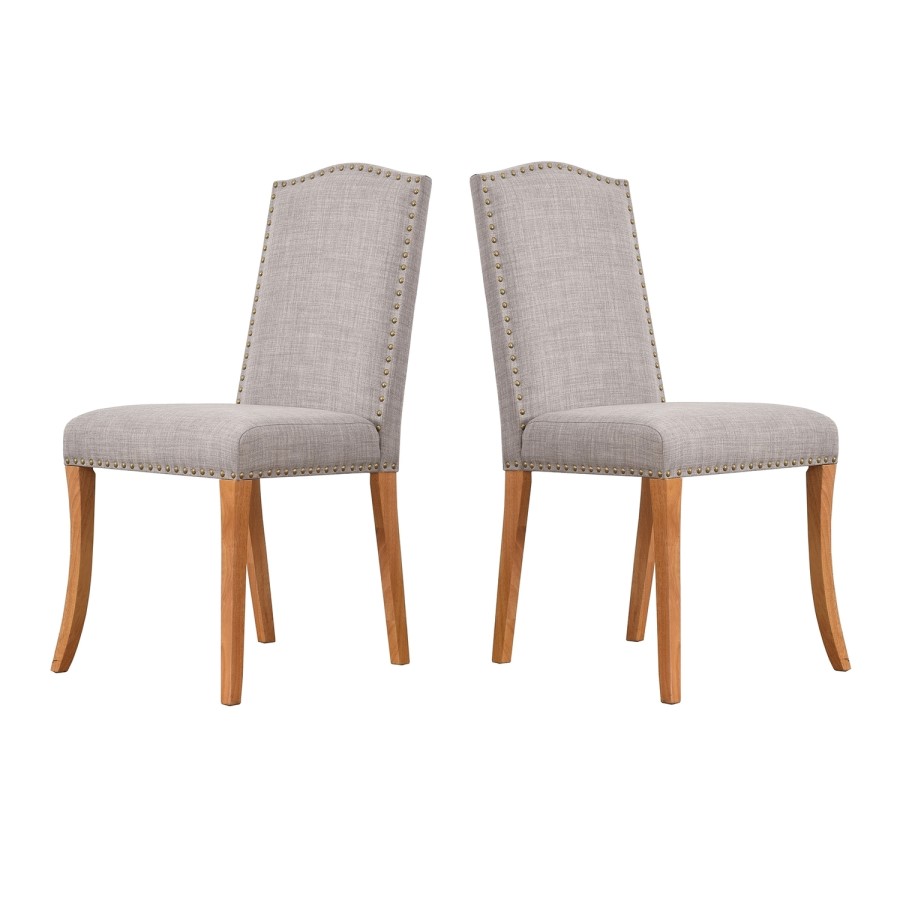 GRADE A1 - Evesham Pair of Dining Chairs with Stud Detail Grey