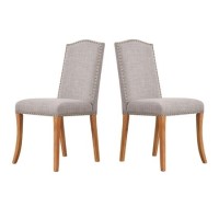 GRADE A1 - Evesham Pair of Dining Chairs with Stud Detail Grey
