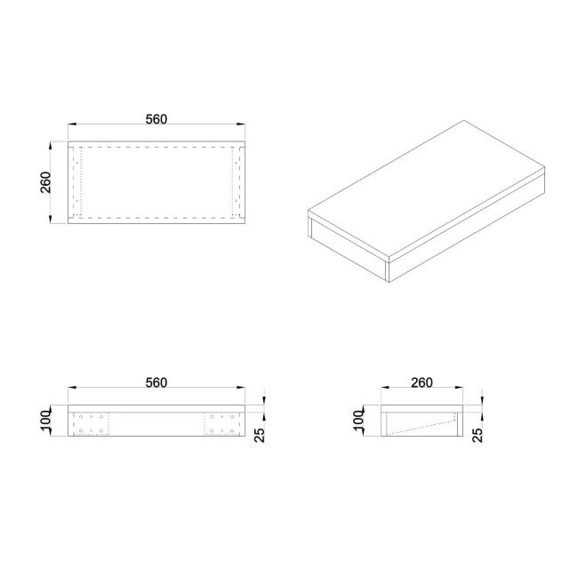 560mm Wood Effect Wall Hung Floating Shelf - Evora