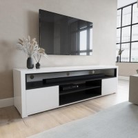 Large White Gloss TV Stand with Storage - TV's up to 77" - Neo